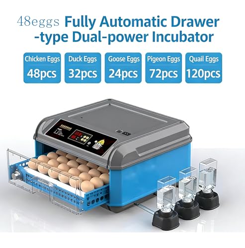 Automatic Egg Incubator For 48 Eggs - Digital Temperature & Humidity Control, 360° View Window, Auto Egg Turner- Commercial & Home Use For Chicken, Duck, Quail Eggs(48) - size: 48