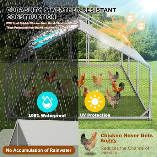 Large Chicken Coops for 20/30/50 Chickens,Outdoor Metal Walkin Poultry Cag with Cover Lockable Doors,Ducks Coop and Other Small Animals for Yard/Farm/Ranch (19.72'L x 9.88'W x 6.59'H) - size: 19.72'L x 9.88'W x 6.59'H