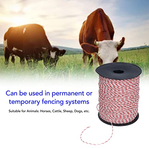 500M Electric Fence Poly Wire, High Conductivity Stainless Steel Strands, Electric Fence Accessories for Farm Ranch Horses Cattle Sheep Dogs