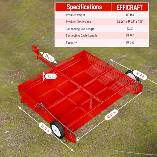 Efficraft Heavy Duty 2-in-1 Manure Fork & Tow Behind Trailer Manure Scoop, Yard Sweeper for Horse Manure, Versatile Lawn Sweeper, and Efficient Drag Manure Collector for Easy Cleanup