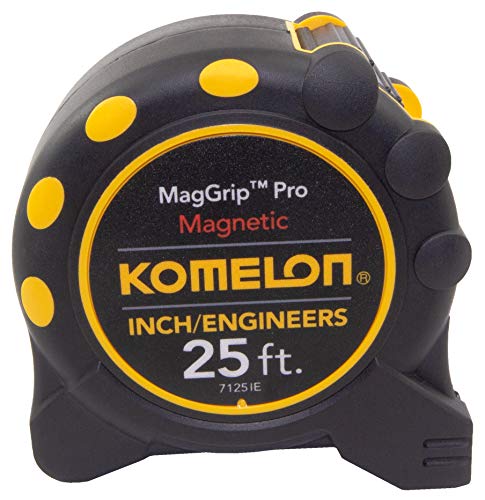 Komelon 7125IE; 25' x 1" Magnetic MagGrip Pro Tape Measure with Inch/Engineer Scale, Yellow/Black - style: Tape Measure