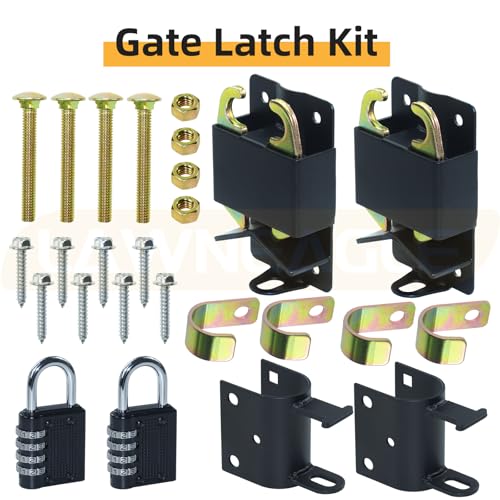 2 Pack Small Two Way Gate Latch (3"x5") – Heavy Duty Gate Latch | Fits Metal Gates with 1-1/4" to 1-1/2" Tubes – Black 2-Way Latch with 4-Digit Combination Lock, Ideal for Farms & Pastures - color: 2 Pack Black Two-Way Gate Latch