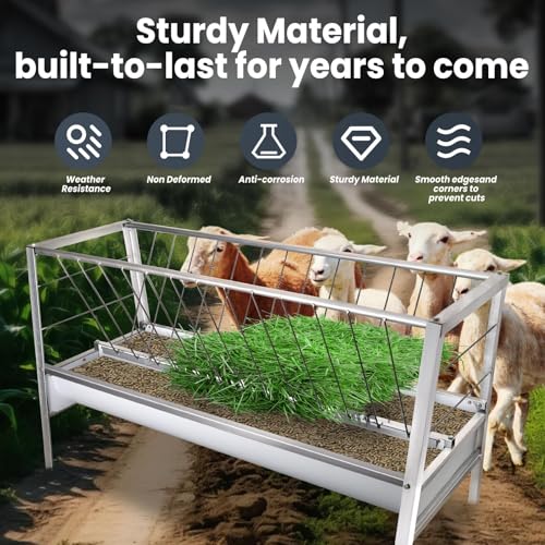 77 Gallon Pasture Hay Feeders - Dual Functional Goat Hay Feeder Up to Feed 14 Goats Hard to Over-Top - Heavy Duty Hay Feeder for Goats with Steel Frame, Durable Hay Rack for Farm & Outdoor Use