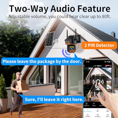 LETSCEE Security Cameras Outdoor WiFi,5G/2.4G Cameras for Home Security Solar Power with Dual Lens,Motion Detection,Night Vision,2-Way Audio,Weather Proof,No Subscription Fee - color: 1PACK