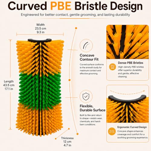 Bionic Curve Livestock Scratching Brush for Cattle, Cows, Goats, Horses and Pigs - Body-Contoured Farm Animal Scratcher Post, Heavy Duty Livestock Grooming Brush with 8 Screws, 2 Pack - color: 2pcs