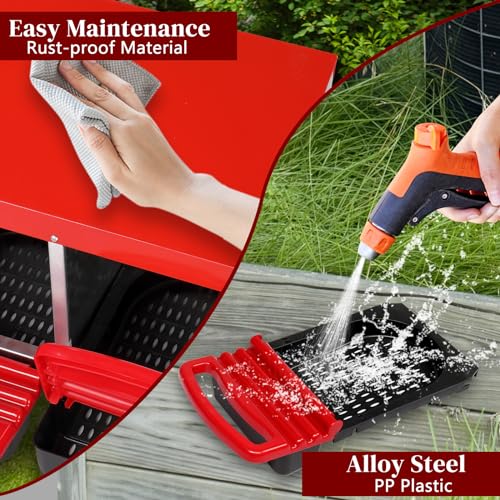VINGLI Chicken Nesting Box 3-Compartment Roll-Out with Plastic Baskets, Egg Nesting Boxes for Hens, Chicken Coop Laying Box, Red