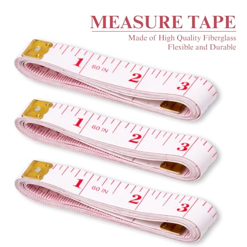 Soft Tape Measure Double Scale, Flexible Sewing Ruler for Weight Loss, Sewing Tailor Craft, Vinyl Measuring Tape Has Double Scale, 150 cm/60 Inch (3 Pack)
