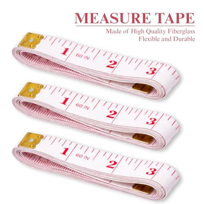 Soft Tape Measure Double Scale, Flexible Sewing Ruler for Weight Loss, Sewing Tailor Craft, Vinyl Measuring Tape Has Double Scale, 150 cm/60 Inch (3 Pack)