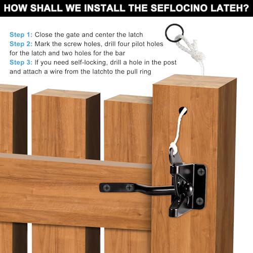 Gate Hardware Kit for Wood Fence, Corner Brace Bracket, Anti Sag Frame Hardware With Latch and Hinges for Wooden Fence Driveway, Black, MKZJ1115 - style: 1 Set Black