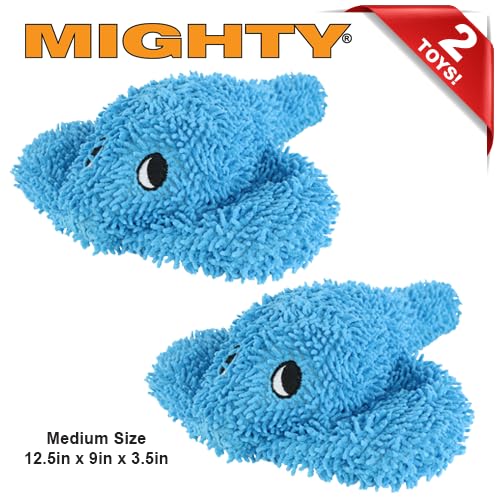 MIGHTY® 2 Pack Microfiber Medium Stingray Dog Toys | Ultra Durable Plush Toy with Multiple Layers & Reinforced Seams , Washable and Floats , Mighty® Construction - color: 2PK Blue Stingray