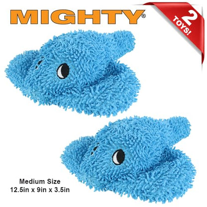 MIGHTY® 2 Pack Microfiber Medium Stingray Dog Toys | Ultra Durable Plush Toy with Multiple Layers & Reinforced Seams , Washable and Floats , Mighty® Construction - color: 2PK Blue Stingray