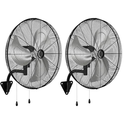 Tehanld 2PC Industrial Wall Fan 26 Inch - 4700 CFM High Velocity Airflow, Heavy Duty Metal Wall Mounted Fan with Dual Pull Chains & 90° Oscillation, 3-Speed Commercial Fan for Warehouse & Barn - size: 26 INCH - 2PC