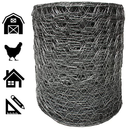 Acorn International PN118150 1"X18"X150' Poultry Netting, 1.5' Wide X 150' Long, Silver - size: 1.5' Wide X 150' Long, style: 1" Hexagon Pattern