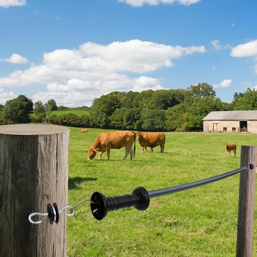 4 Set Electric Fence Spring Gate Handles Kit with Spring, 16.5 Feet Tension Spring, Handle Set with Anchors, Electric Fence Connectors