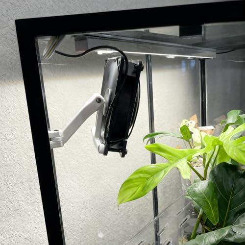 Adjustable Fan Grill Mount Bracket, Compatible with Popular Greenhouse Cabinets Like Milsbo and AC Infinity Fans, Secure Clip for Enhanced Ventilation (120mm Fan Mount- White)