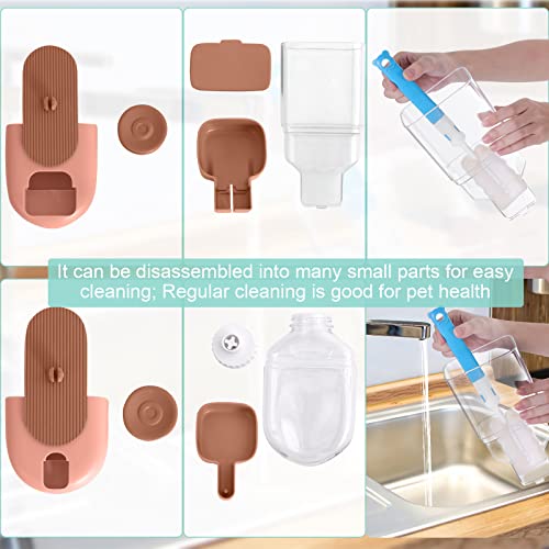 Lemtrflo Hanging Automatic Food Water Dispenser,Gravity Rabbit Feeder and Water Dispenser Set for Bunny Chinchilla Guinea Pig Hedgehog Ferret - color: Brown