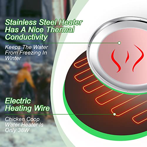 2 PCS Chicken Water Heater for Winter 110V 38W Poultry Drinker Heater Base Surface Temperature can Reach About 140 Fahrenheit Degree Chicken Waterer Electric Deicer Heated Base (Green) - color: Green