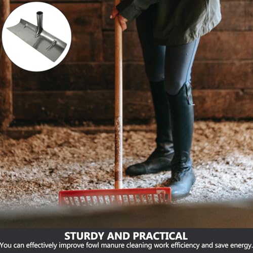 balacoo Manure Rake Head 15.35 in Iron Manure Spade for Poultry Coop Cleaning Manual Cleaning Tool for Fowl Waste Barn Walls and Floors Lightweight Portable