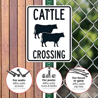 Cattle Crossing with Graphic Sign, 24x30 Inches, Rust Free .063 Aluminum, Fade Resistant, Made in USA - size: 24x30