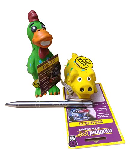 HDP Multipet Latex Squeaking MINI Toy Bundle Color:Set Pig and Chicken - color: Set Pig and Chicken