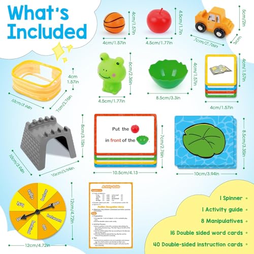 Broytain Positional Word Learning Set, Toddler Board Games, Manipulatives Match Games, Educational Games for Kids Ages 4+, STEM Learning Activities, Fine Motor Skills, Speech Therapy Toys - color: Yellow