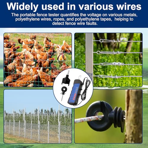 Kingdder Electric Fence Tester Kit, 12kv Neon Voltage Fault Finder (No Battery Required) with 50 Pcs Screw-in Wood Post Insulators for Farm Ranch Polywire Tape, 2000v-12000v(Screw Kit) - style: Screw Kit