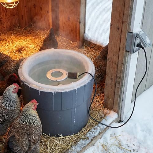 Farm Innovators Chicken Waterer De-Icer for Nipple Drinker Chicken Water Buckets - 150W Water Deicer with Thermostatically Controlled Heating