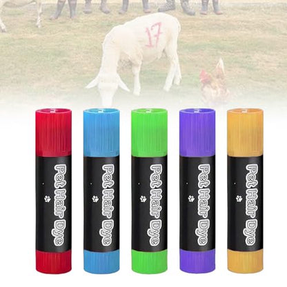 MESINURS Animal Marker Crayon for Pig, Cow, Goat - Livestock Paint Pens, Non Toxic Color Marking, Washable (red+Blue+Green+Yellow+Purple)