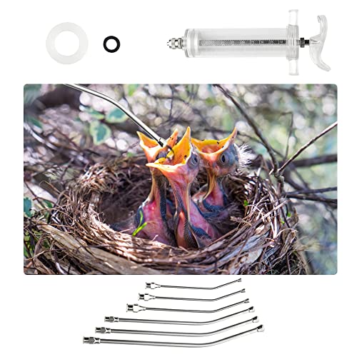 Baby Bird Feeding Syringe Bird Syringe Feeder Feeding Tubes with 6PCS Curved Gavage Tubes for Baby Birds Parrot Small Pet (50ML) - size: 50ML