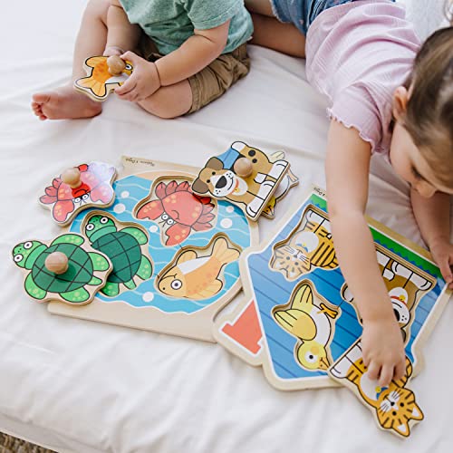 Melissa & Doug Animals Jumbo Knob Wooden Puzzles Set - Fish and Pets - style: Fish & Pets