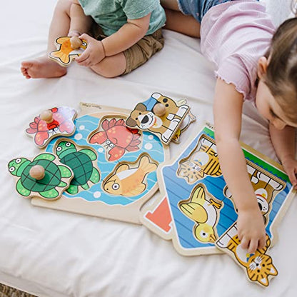 Melissa & Doug Animals Jumbo Knob Wooden Puzzles Set - Fish and Pets - style: Fish & Pets