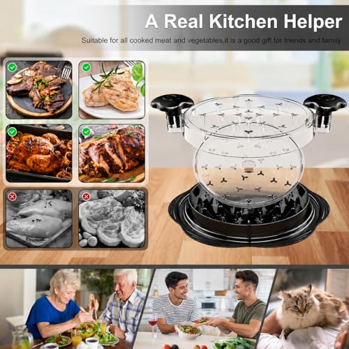 Premium Large Chicken Shredder Tool with Suction Base 2026 – Twist Meat Shredder with Ergonomic Handle & Anti-Slip Grip – Transparent Lid for Easy Shredding Chicken & Beef - color: Black