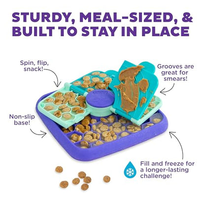Outward Hound by Nina Ottosson Lick N' Flip Level 1 Dog Puzzle Toy, Durable Plastic Lick Mat & Slow Feeder – Non-Slip Base Beginner Enrichment for Medium Dogs, Holds 1 Cup Wet or Dry Food, 7.4" x 7.4" - color: Lick N' Flip Treat (Purple)
