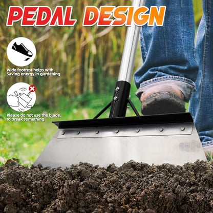 15 in Flat Shovel with 79" Adjustable Handle, Heavy Duty Floor Scraper Long Handle, Garden Shovel for Weeding, Lawn Edging, Snow Shovel Ice Scraper, Multifunctional Weed Remover Tool