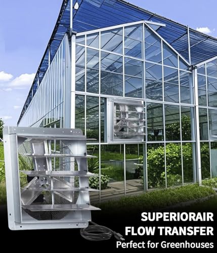 24 Inch Shutter Exhaust Fan, Vent Fan with Power Cord Wall-Mount, High Speed 4200 CFM for Garages, Attic, Shops, Greenhouse - size: 24 IN