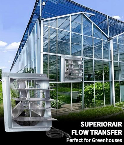 24 Inch Shutter Exhaust Fan, Vent Fan with Power Cord Wall-Mount, High Speed 4200 CFM for Garages, Attic, Shops, Greenhouse - size: 24 IN