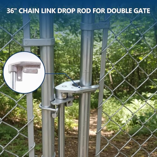 Hicarer 36" Chain Link Drop Rod for Double Gate Heavy Duty Pull Style Fence Gate Latch for 1-3/8" Chain Link Fence Frame Galvanized Steel Latch