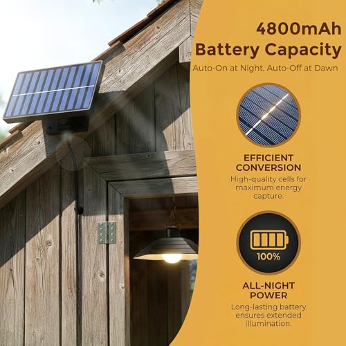 4800mAh Solar Chicken Coop Light with Timer, 3/5/8H Remote, Chicken Coop Accessories, Dual Lamps 58 LED, 3 Brightness Levels, 19.6ft Cords, IP54 Waterproof Light for Sheds Barns Farm Stables