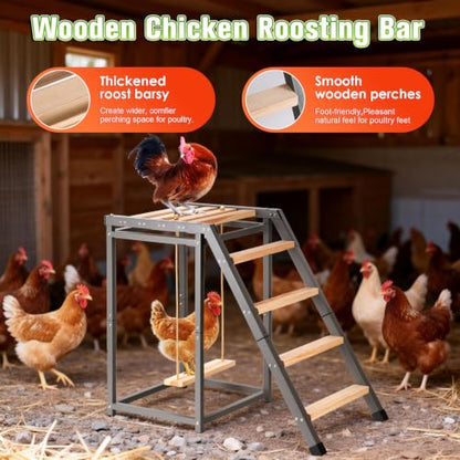 Chicken Coop Perch with Swing & Ladder for 6 to 10 Chickens