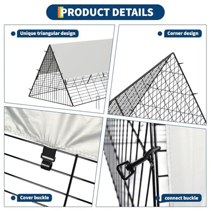 GarveeLife Metal Chicken Tunnel with Waterproof & Anti-UV Cover, Chicken Run for Yard, Outdoor Backyard Farm, Portable Chicken Coop for Hens, Ducks, Rabbits, 118.1x28x24.2 inch - size: 40.2"L x 29.1"W x 1.4"H