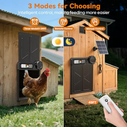 Auto Chicken Door Opener with Timer Modes, Intelligent Obstacle Sensors, Remote Control