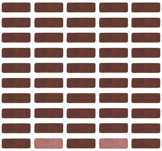 OLYCRAFT 50pcs Brown Leather Labels 2mm Thick Handmade Tags 2x0.7 Inch Genuine Embossed DIY Accessories for Jewelry Making Crafts Sewing Clothes Bag Shoes Hat - size: 50x18x2mm