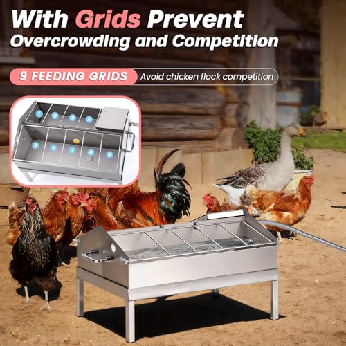 2 in 1 Automatic Chicken Waterer and Feeder, Stainless Steel Chicken Water Feeder with Float Valve Auto Fill Poultry Water Dispenser Poultry Watering Systerm for Duck Turkey Quail Pigeon