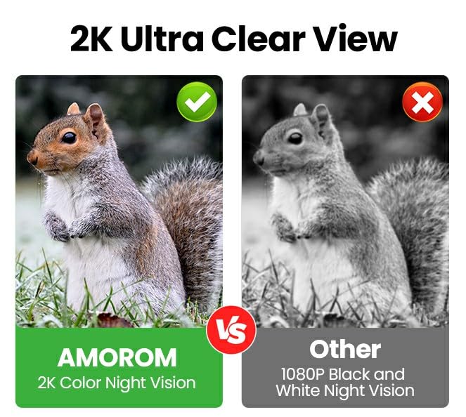 AMOROM 4G LTE Cellular Solar Camera with Dual Lens, No WiFi Needed | 2K 360° Outdoor Solar Camera Built-in SIM Card, Full Color Night Vision, IP65 Waterproof, APP Remote Control