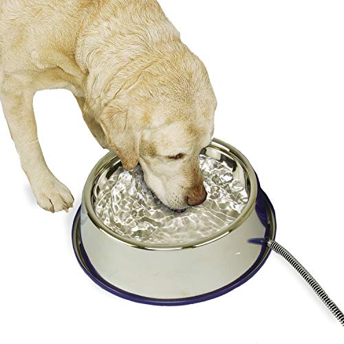 K&H Pet Products Thermal-Bowl Heated Water Bowl for Cats & Dogs Outside, Safety Listed Outdoor Heated Dog Dish for Pets, Automatic No Freeze, Anti Chew Cord - 102 Ounces Stainless 25W - size: 102 Ounces