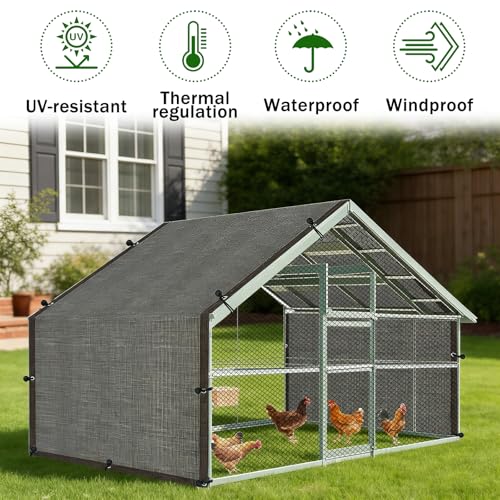 19.7 * 6.6 FT Chicken Coop Cover UV 90% Shade Cloth Kit for Block Summer Sun Protection Cages Cover - Extra Length Shade Netting for Full Roof Coops, Outdoor Garden Patio Yard Plants Chicken Run Pen