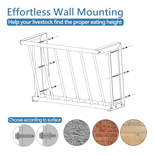 2Pcs Wall Mount Hay Rack, 27'' Long Livestock Hay Feeder with 16 Gallon Capacity, Carbon Steel Hay Feeder for Sheep, Goats, Horses, Indoor Outdoor Uses - size: 16INCH(2PCS)