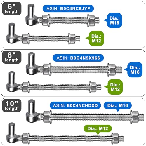 Insaga J Bolt Gate Hinge, 304 Stainless Steel Farm Gate Hinges, M12 x 6'' Gate Hinge Bolt 5/8'' for Chain Link Fence/Farm/Wooden Fence/Driveway, Supports up to 500lbs, 2pcs - color: M12-6''-2PCS