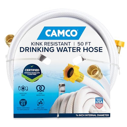 Camco TastePURE 50-Ft RV Drinking Water Hose - Contains No Lead, No BPA & No Phthalate - Features Diamond-Hatch Reinforced PVC Design - 5/8” Inside Diameter, Made in the USA (22793) - size: 50-Foot, style: 5/8-Inch ID