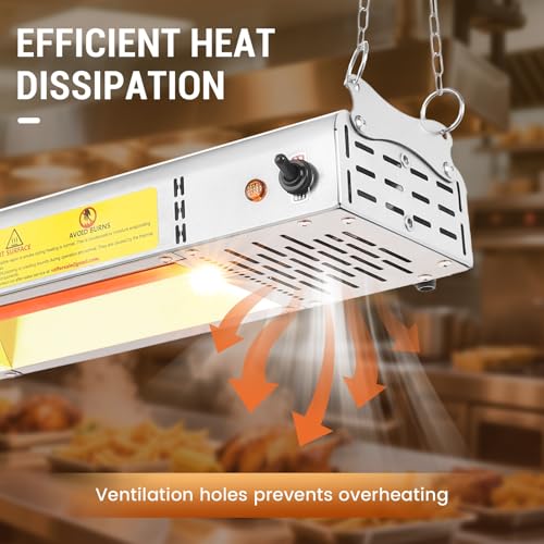 24-Inch Food Heat Lamp, 750W Commercial Food Warmer Hanging Overhead Infrared Strip Heater Catering Buffet Warmers Heat Lamp for Restaurant Parties Kitchen, 115V - size: 24 Inch